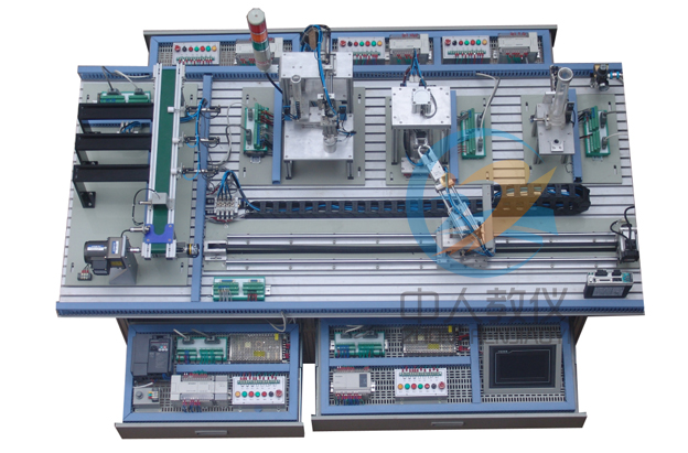 自動(dòng)化生產(chǎn)線安裝與調(diào)試實(shí)訓(xùn)裝置,自動(dòng)生產(chǎn)線實(shí)訓(xùn)考核裝備俯視圖
